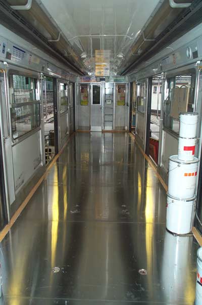 Train wagon with aluminium floor panels by Alfipa.